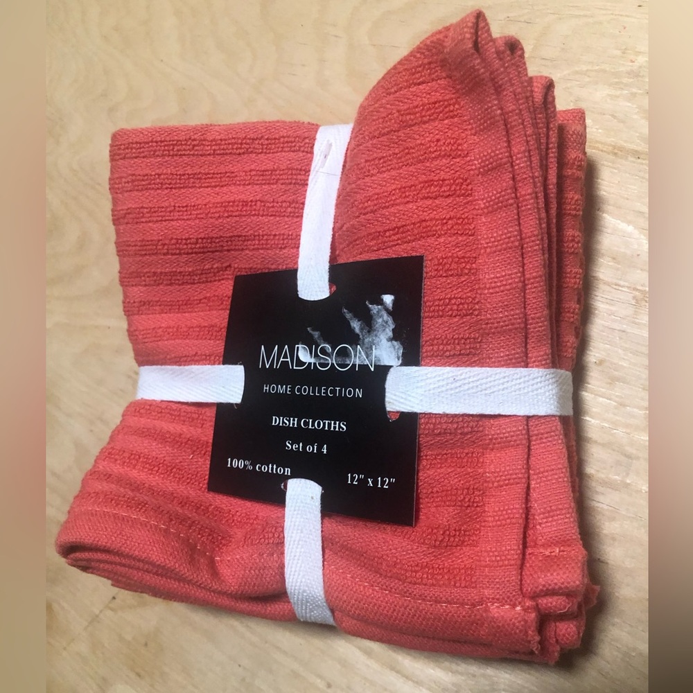 Madison Set of 4 Cotton Dish Cloths in Pink Red